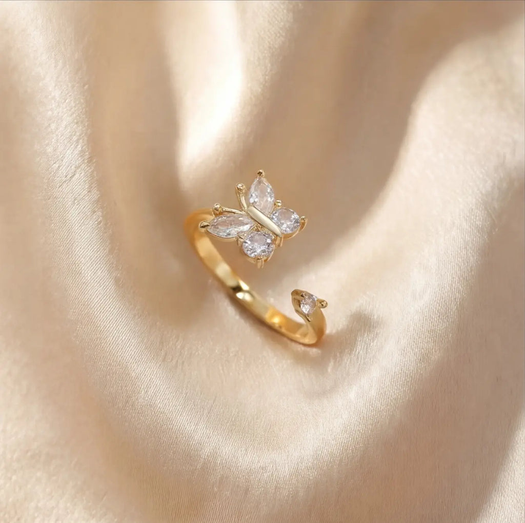 Adjustable gold Agio butterfly calm ring for women