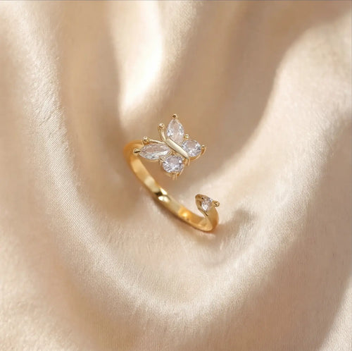 Adjustable gold Agio butterfly calm ring for women