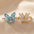 Agio butterfly calm ring with blue stones for anxiety relief