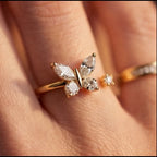 Close up of Agio gold butterfly fidget ring for calming